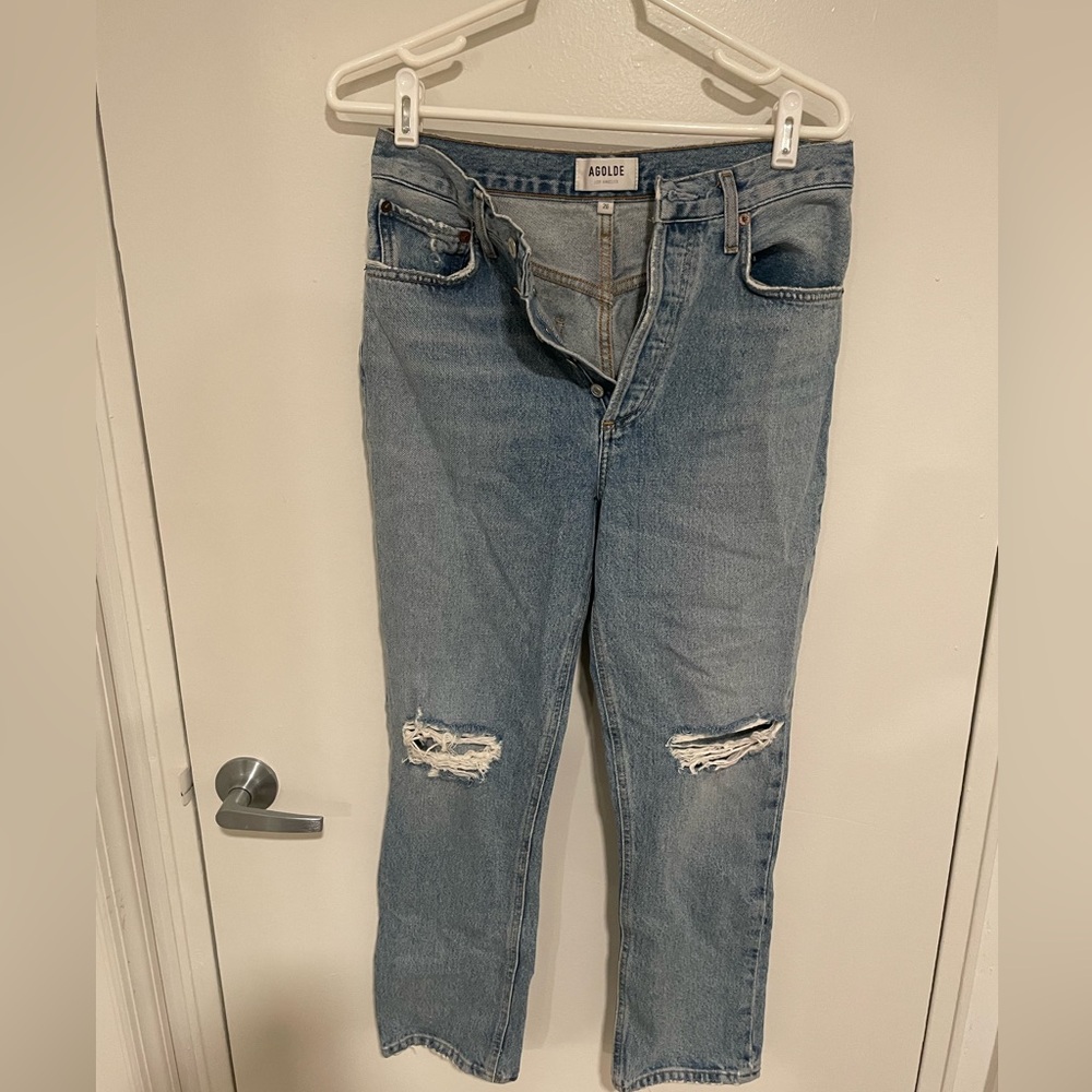 Agolde riley ripped cropped jeans